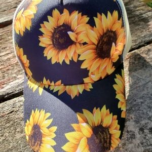 Sunflower ponytail hat